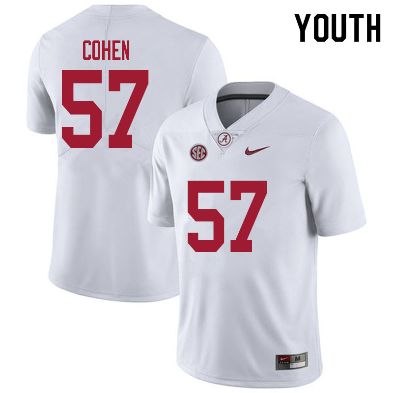 Alabama Crimson Tide Youth Javion Cohen #57 White NCAA Nike Authentic Stitched 2020 College Football Jersey AE16L50UG